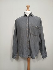 Men's Orvis Shirt Chambray Medium M Grey  Long Sleeve Shirt Denim Style