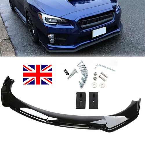 Gloss black front bumper lip - black,