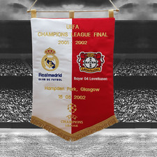 Real Madrid CL v Bayer 04 Leverkusen Final 2002 Embroidered Pennant 47cm x 33cm