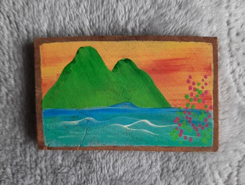 Wooden fridge magnet mountain - magnet,