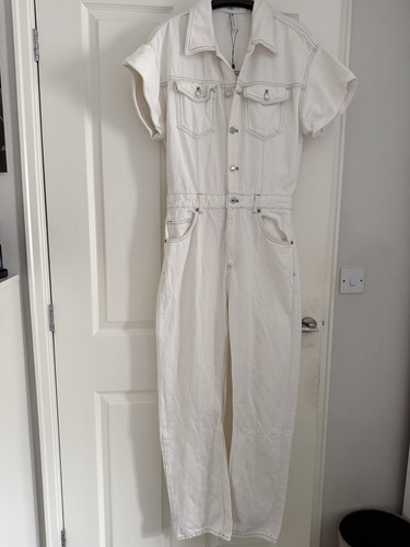 Zara ecru denim jumpsuit - ecru,