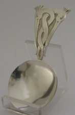 ARTS & CRAFTS SCOTTISH SOLID SILVER CELTIC BIRDS CADDY SPOON c1980 SCOTLAND 20g