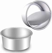 qisheng 2 Pack 6 Inch Cake Tin Non-Stick Deep Aluminum Round Cake Deep Baking T