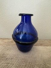 Cobalt blue glass bottle vase - cobalt,