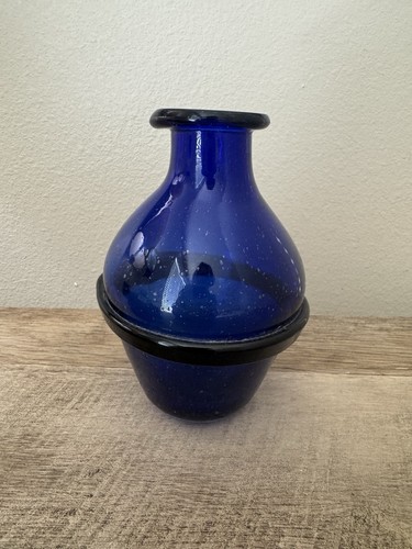 Cobalt blue glass bottle - cobalt, vase