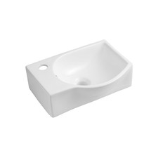 Wash Sink Basin Small Wall Hung Bathroom Gloss White Left Hand Ceramic
