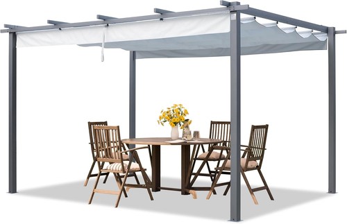 Pergola retractable 3x3m - 3x3m, grey