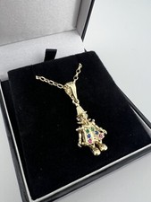 9ct Gold Multi Gem Movable Clown Necklace Pendant Fully Hallmarked & Boxed