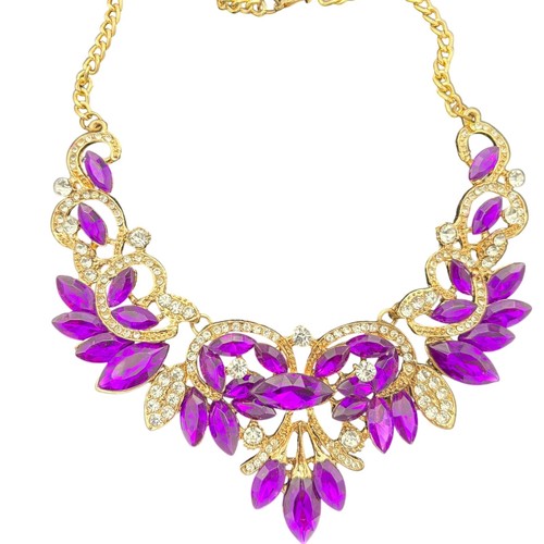 Purple rhinestone statement - purple,