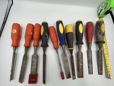 10 Piece Chisel Set DIY Woodworking Carving Used Plastic Handle Stanley Wood
