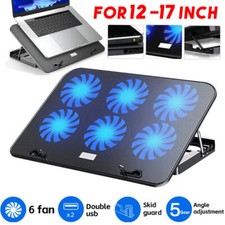 Quiet 6 Powerful Fans Laptop Cooler Gaming Cooling Mat Pad Stand Tilt for 12-17"
