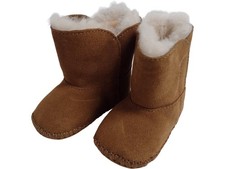 UGG Baby Booties Unisex Size UK 2 Brown Suede Shearling Lined