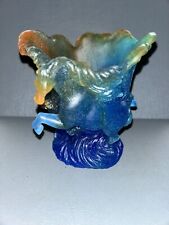DAUM Vase Blue Timbale Chevaux