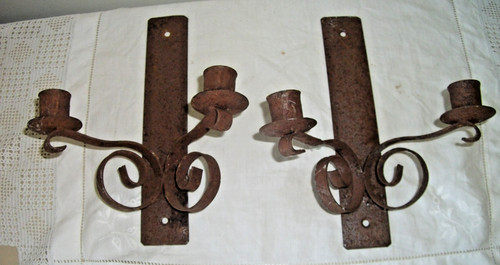 Pair rustic aged - pair, metal