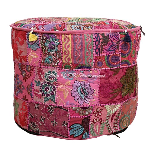 Pink round ottoman chair - pink,