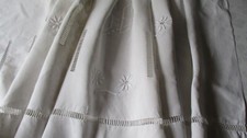 Antique French Pure Linen Trousseau Sheet, Embroidery, Monogram, 82” x 118”