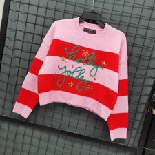 Christmas Holiday Sweater Holly Jolly Jumper Pink Red Primark