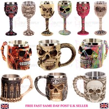 Gothic Skull Warrior Dragon Tankard Mug Skeleton Goblet Fantasy Medieval Decor
