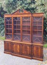 GT RACKSTRAW MAHOGANY BREAKFRONT LIBRARY BOOKCASE