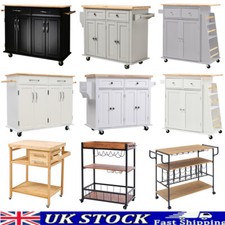 Extra Large Wooden Kitchen Storage Trolley Cart Rolling Island Shelves on Wheels