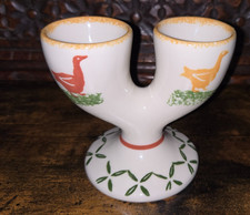 Moorland Pottery Chelsea Works Burslem Ware Double Egg Cup - Geese Goose Duck