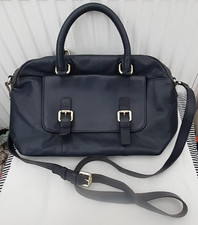 Boden Navy Blue Leather Crossbody Bag.Satchel.Top Handle. 14" x 9.5"x 4.5".