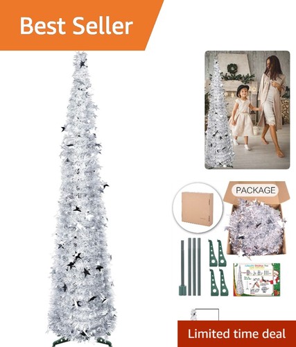 Silver collapsible tinsel - silver,