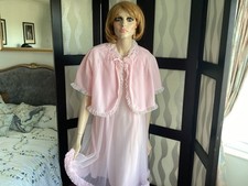 1960/70s Vintage Baby Doll Nightwear Set Nighty And Jacket Gorgeous 