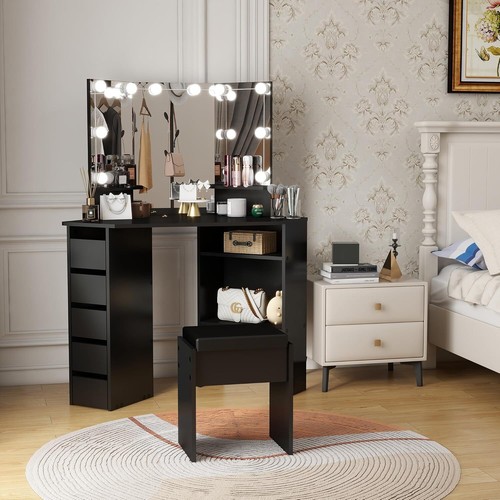 Black corner dressing table - corner,