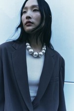 BNWT:  CHUNKY FAUX PEARL RHINESTONE COLLAR NECKLACE from ZARA: PEARL MARL