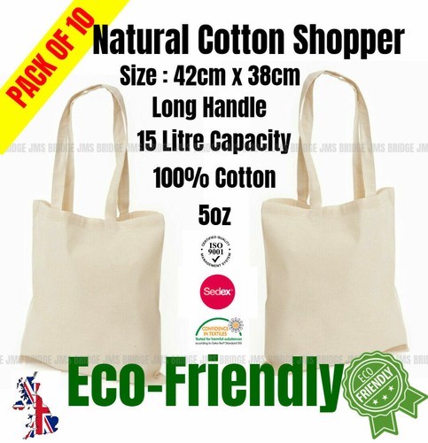 Cotton shopping plain bags - 10,