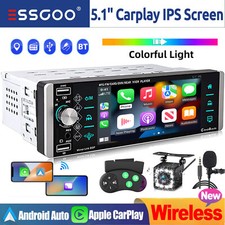 Single DIN 5" Car Stereo Radio Wireless Apple CarPlay Android Auto Bluetooth USB