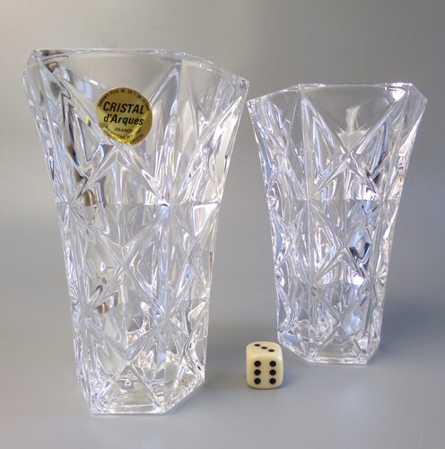 Two crystal glass vases - crystal,