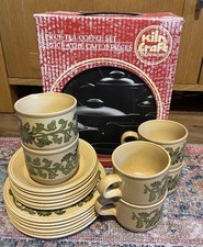 KILN CRAFT 18 Piece Tea/Coffee Set Vintage 1970s Cups Saucers Cake Plates In Box