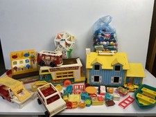 Huge Fisher Print Vintage 1970’s Toy Bundle House Ferris Wheel Camper van People