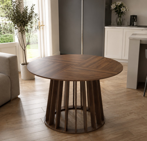 Wooden round dining table - dining,