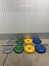 100KG + 7ft 20kg Barbell Set Coloured Bumper Olympic Rubber Weight Plates Gym
