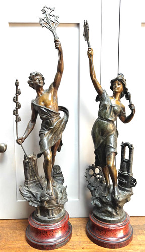 Pair antique spelter french - spelter,