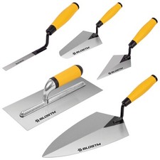 BLOSTM 5pc Builder Professional Trowel Set Bricklayer Brick Plastering Tools