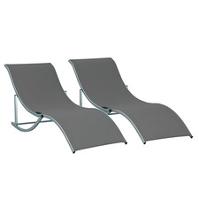 Outsunny Set of 2 Zero Gravity Lounge Chair Recliners Sun Lounger Dark Grey