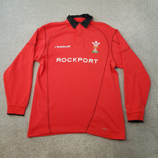 Reebok Wales Rugby Shirt XS Red 2002/04 VTG Retro Rockport Home Jersey Long