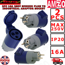 2x 220–250V Schuko Plug to