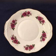 Vintage Gainsborough CAKE PLATE 10” Bone China Pink Roses Round Fluted C.27.3