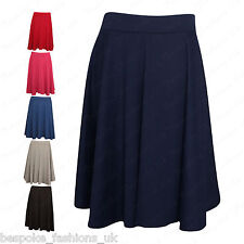 Ladies Women's Plain Stretchy Elasticated Plus Size Skater Skirt sizes 14-28