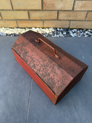 Vintage metal tool box - tool,