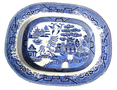 Willow pattern meat platter - meat,