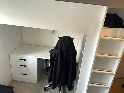 Ikea white single loft - white,