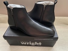 Frank Wright Men's Black Side Zipper Leather Chelsea Ankle Boots (BOXED)