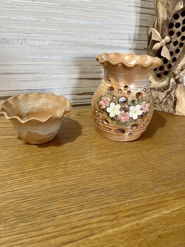 Vintage studio pottery candle - pottery,