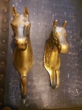 2 Vintage Brass Horse Head Coat Hooks Or Tack Room Hooks